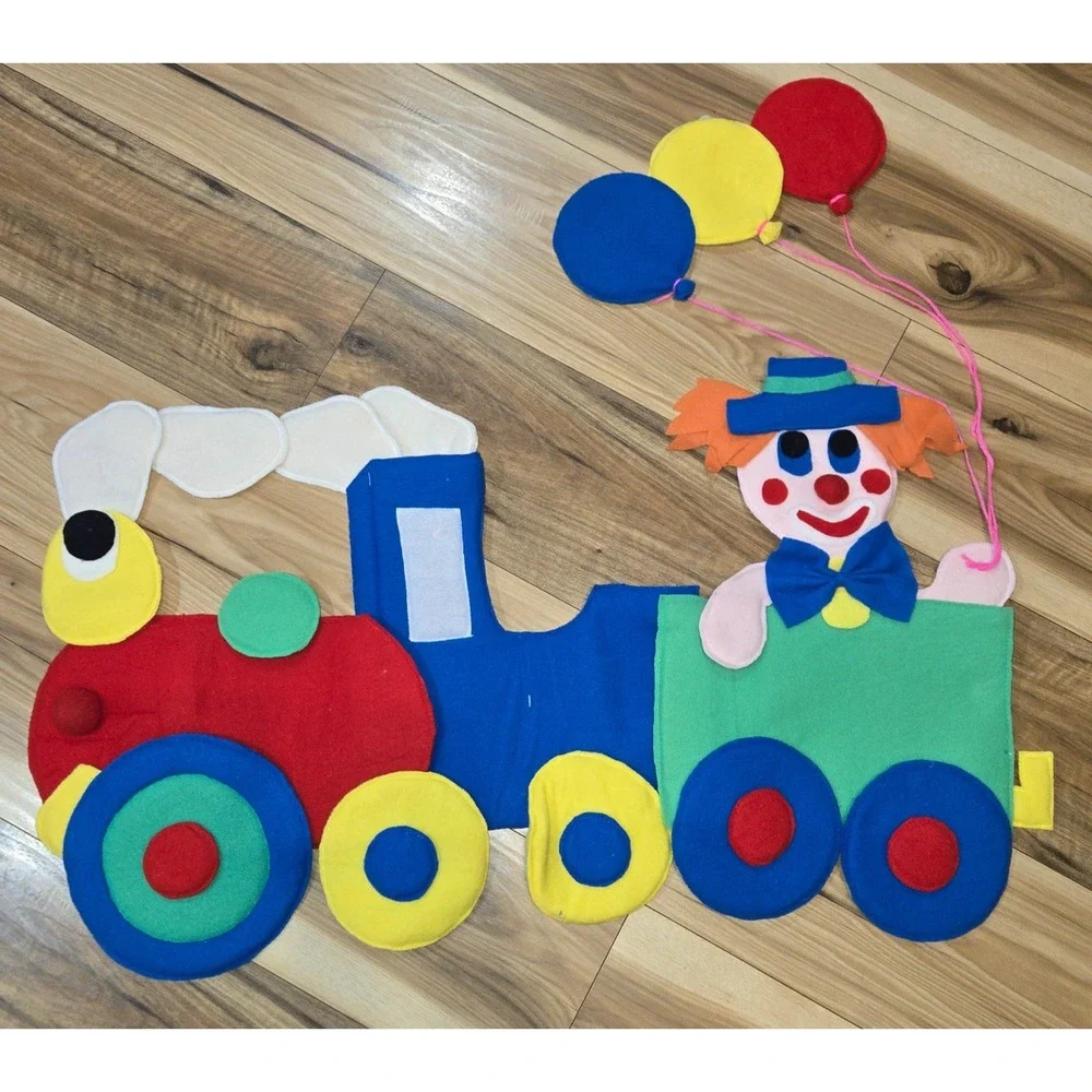 Vintage A World of‎ Fun on the Wall Nursery Wall Hanging Clown on a Train by WWI
